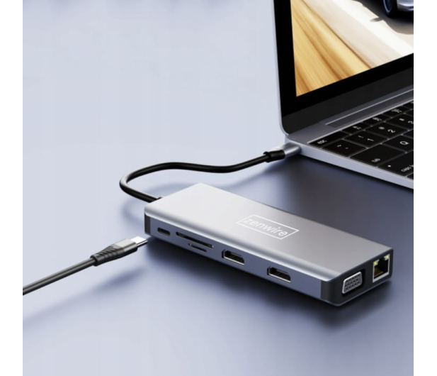 Zenwire Hub 12w1 USB-C 2xHDMI VGA USB 3.0 RJ-45 SD PD 87W - 1604637 - zdjęcie 3
